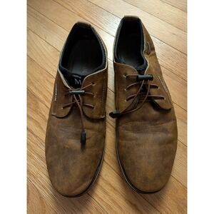 Cosidram Mens Casual Oxford Shoes Brown Bungee Laces Size sz 40